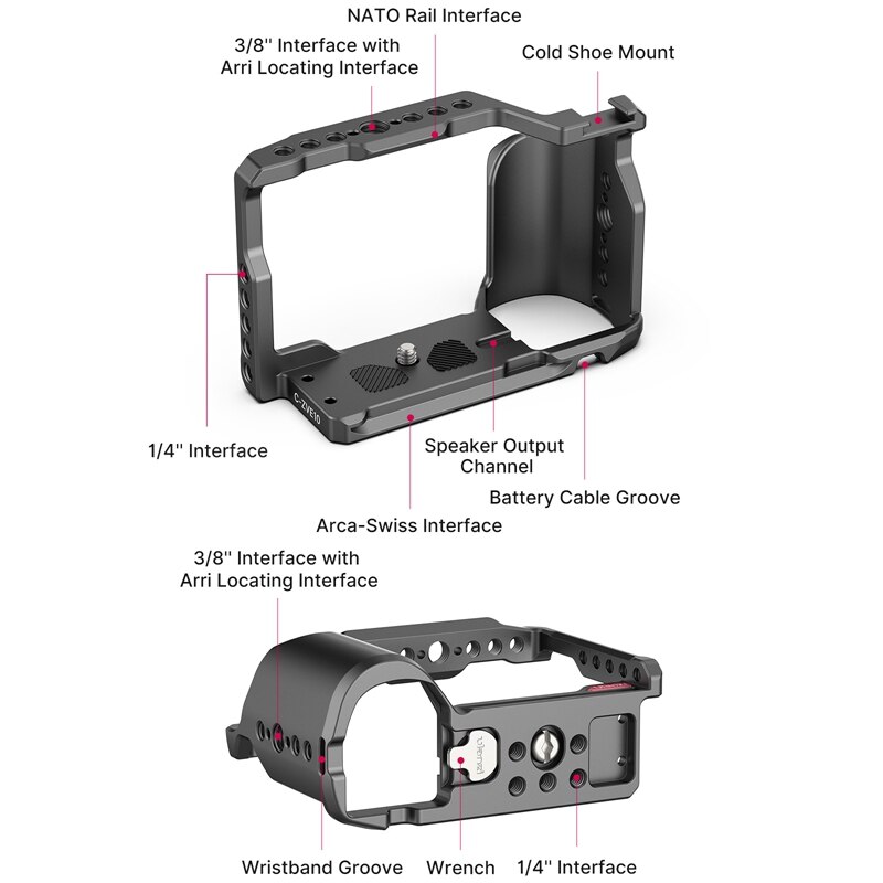 Ulanzi Sony ZVE10 Camera Kooi Met Kooi Handvat Ingebouwde Arca Quick Release Plaat Kooi Rig Kit Voor Sony ZV-E10