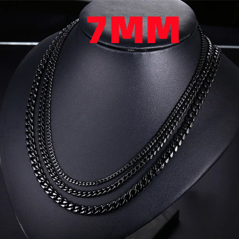 HNSP 3MM-15MM Collana a catena cubana in acciaio inossidabile per uomo Accessori per gioielli da collo maschile: 45cm / MULTI