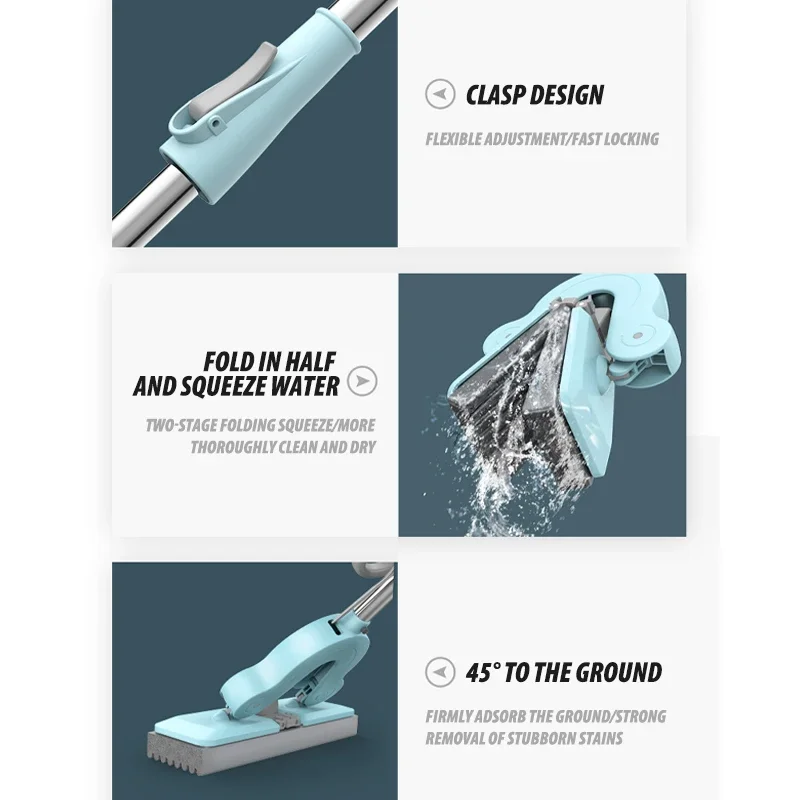 Handsfree Spons Mop voor Knijpen Water Huishoudelijke Mop Schoon Water Absorberende Mop Keuken Badkamer Schoonmaken Vloer Veegmachine