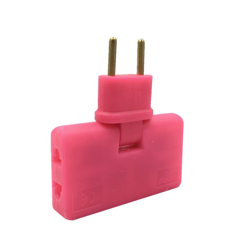 Draaien Plug Eu Converter Een In Drie 180 Graden Extension Plug Multi Plug Mini Slim Wireless Outlet Adapter Licht Handig: pink