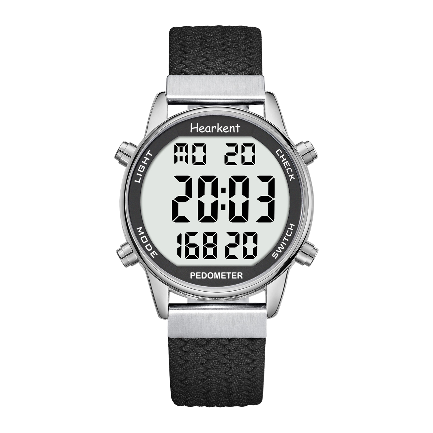 Hearkent stappenteller sporthorloges stappenteller horloge dames digitale horloges calorieën mijl stopwatch countdown voor wandeltracker: Black
