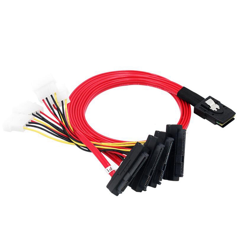 Mini SAS SFF-8087 To SFF-8482 With 4 Pin Power Cable, Server SATA Cable X4 SAS Cable