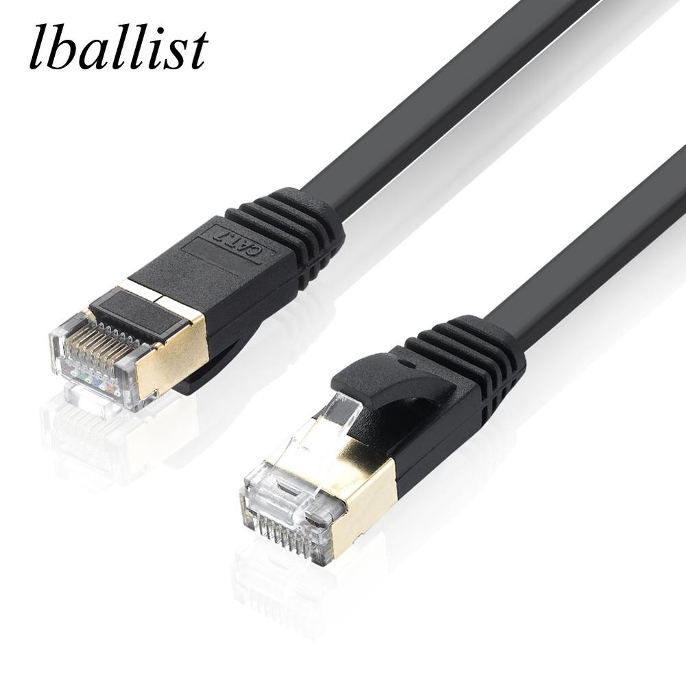 Lballist Kat 7 Ethernet Ultra Platte RJ45 Patch Kabel voor Modem Router LAN Netwerk Vergulde 1 m 1.8 m 3 m 5 m 10 m 15 m