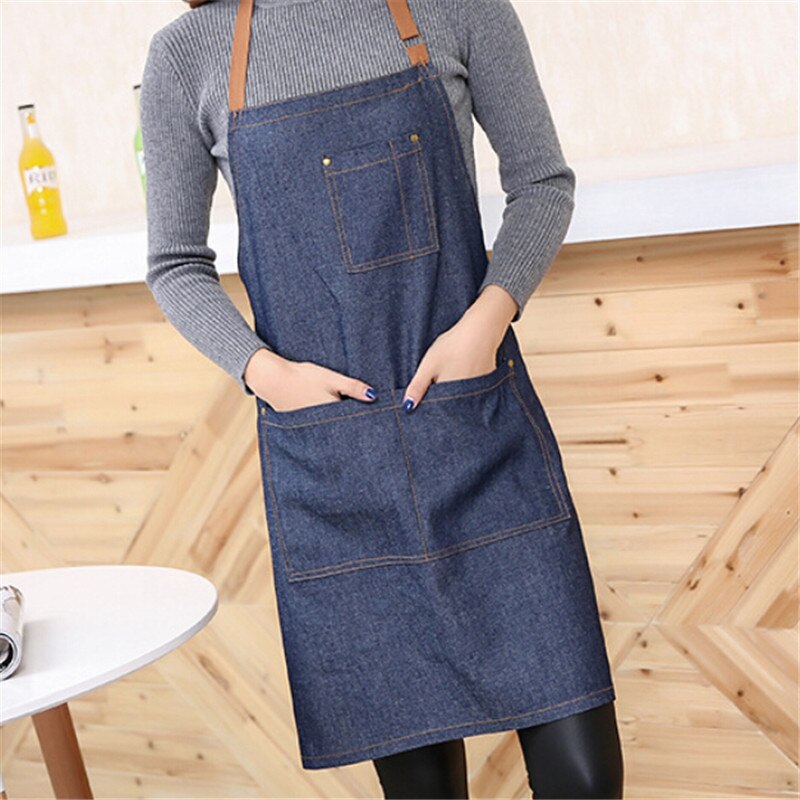 kitchen Denim work Apron unisex for cooking apron for Woman man Cowboy Antifouling Chef Cooking pinafore Delantal Tablier: Default Title