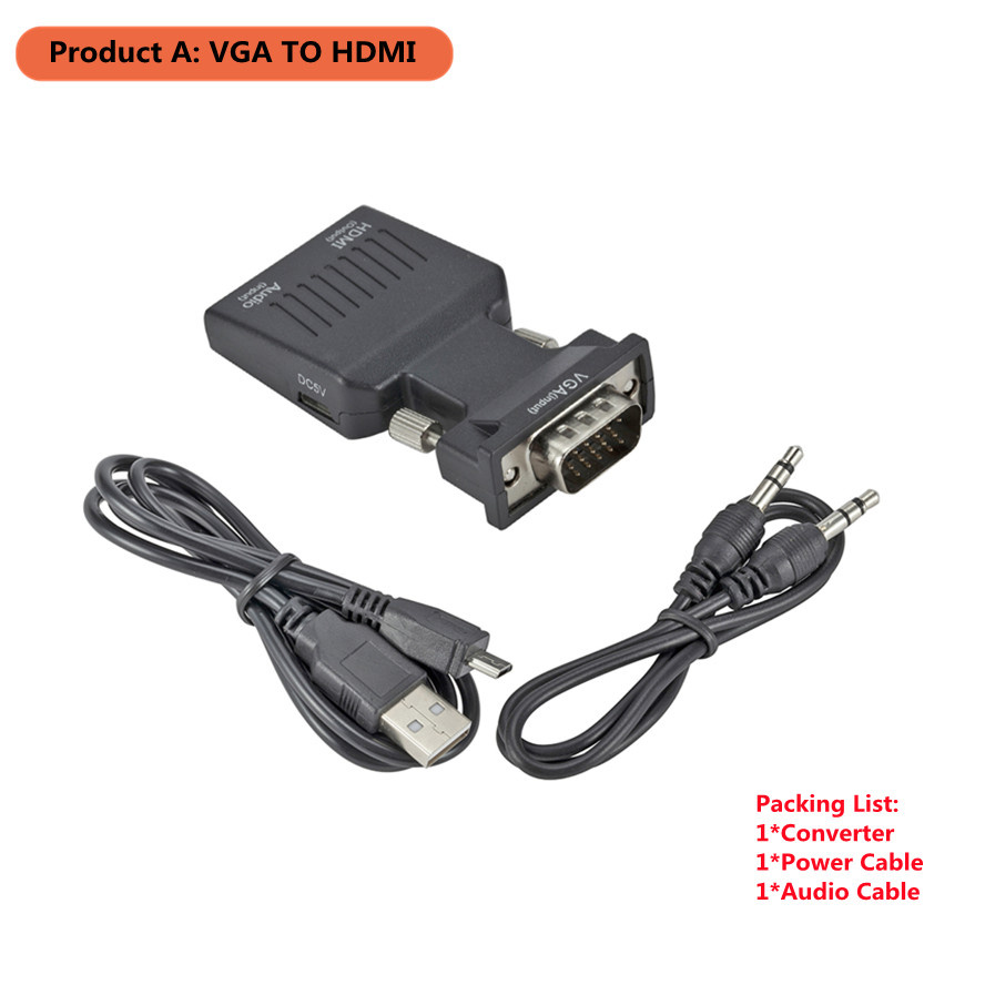 Grwibeou Vga Naar Hdmi Converter Adapter 1080P Vga Adapter Voor Pc Laptop Naar Hdtv Projector Video Audio Hdmi-compatibel Naar Vga: Product A