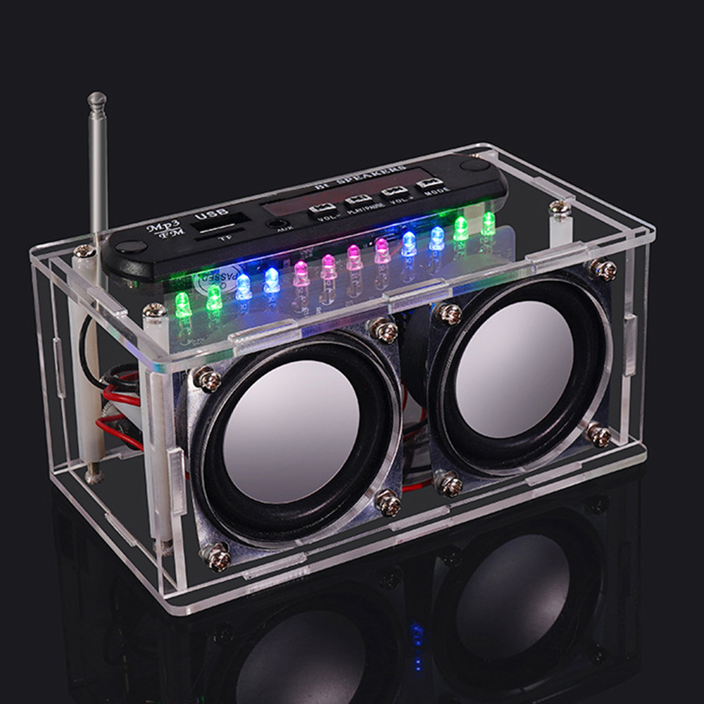 87.5-108MHZ FM Radio Stereo DIY Kit Amplifier Bluetooth Speaker Spectrum Electronic Fabrication PCB Soldering Practice Kit