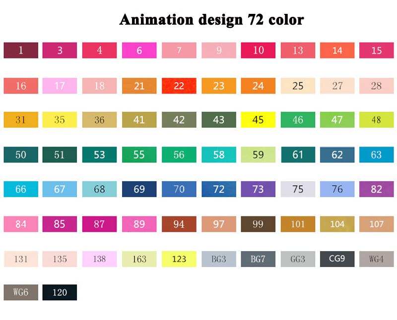 Touchnew 80 Colors Drawing Art Markers Pen Set Oily Alcoholic Dual Headed Sketch Markers Animation Manga: 72animation