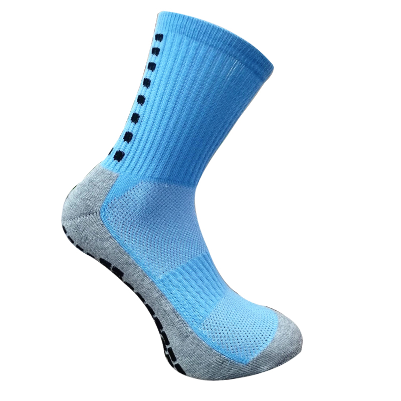 Nowe skarpety piłkarskie męskie antypoślizgowe skarpety piłkarskie bawełniane skarpety rowerowe środkowe rurki skarpety punktowe tego samego typu co Casitine: Grey Light blue