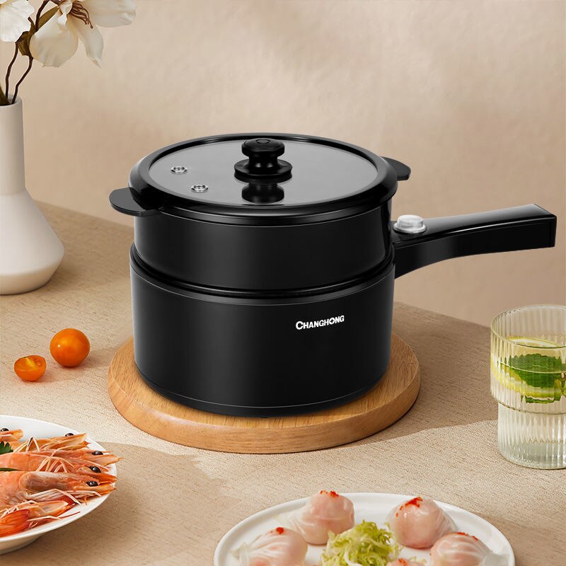 Elektrische kochendem topf Schüler topf haushalt multifunktionale integrierte kleine elektrische topf kleine nudel kochen elektrische kochtopf: Schwarz doppelt Schicht / uns