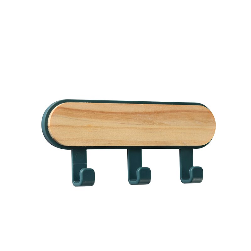 Perchas de madera para colgar en la pared, accesorios de decoración del hogar, de almacenamiento para colgar ropa perchero, llavero: Deep blue - 3 Hooks