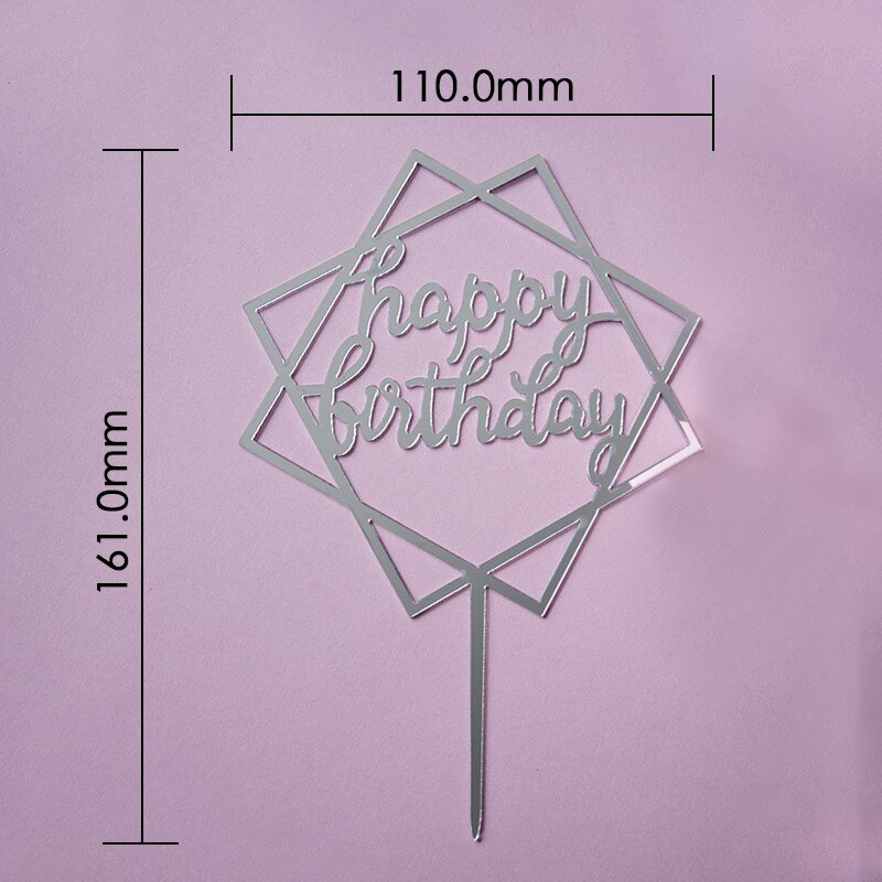 Pak Van 10 Stuks Gelukkige Verjaardag Cake Topper Cake Insert Taart Decoratie Zilver
