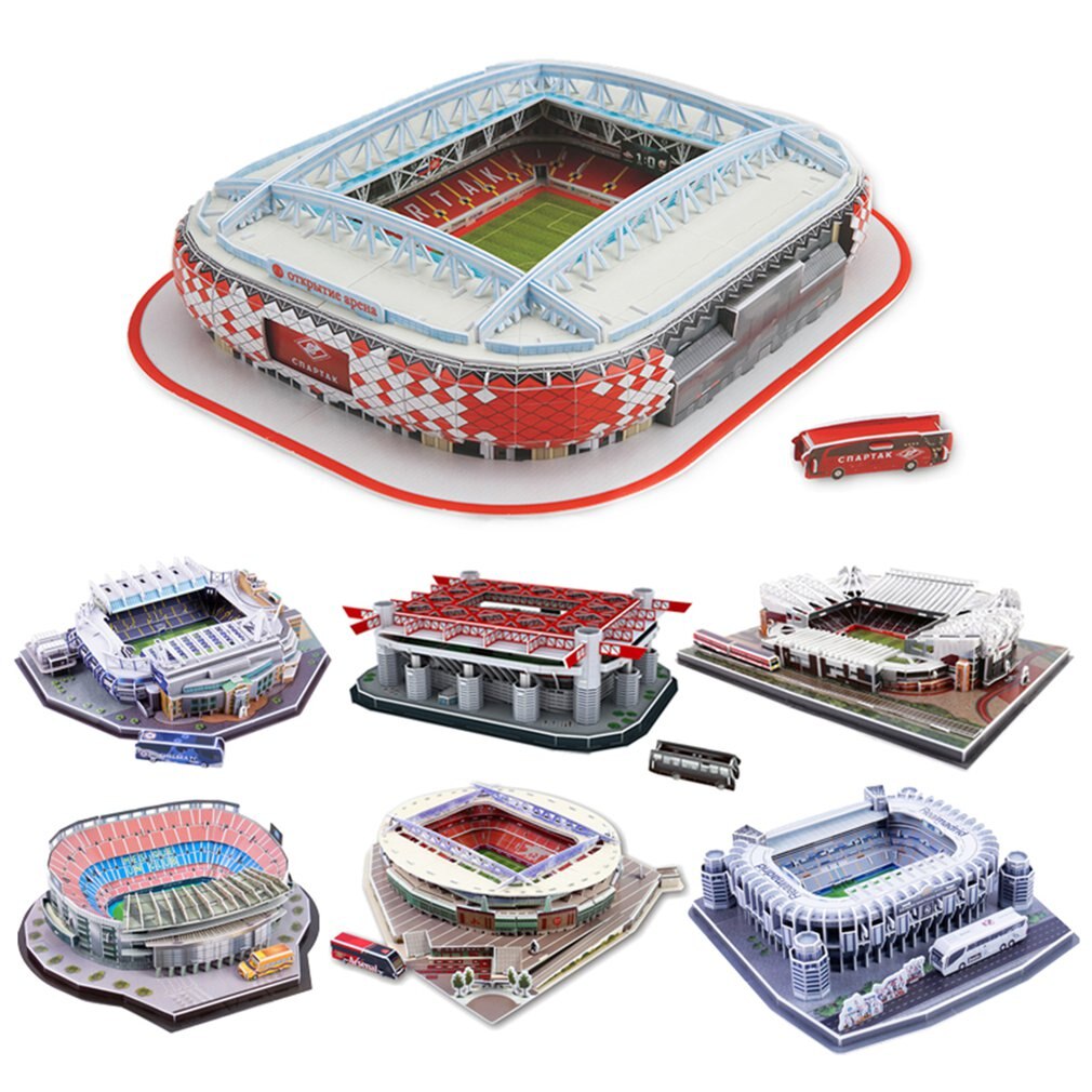 FAI DA TE 3D Jigsaw Puzzle Del Mondo Stadio di Calcio di Calcio Europeo Parco Giochi Costruzione del Modello Assemblato Giocattolo Di Puzzle Per I Bambini