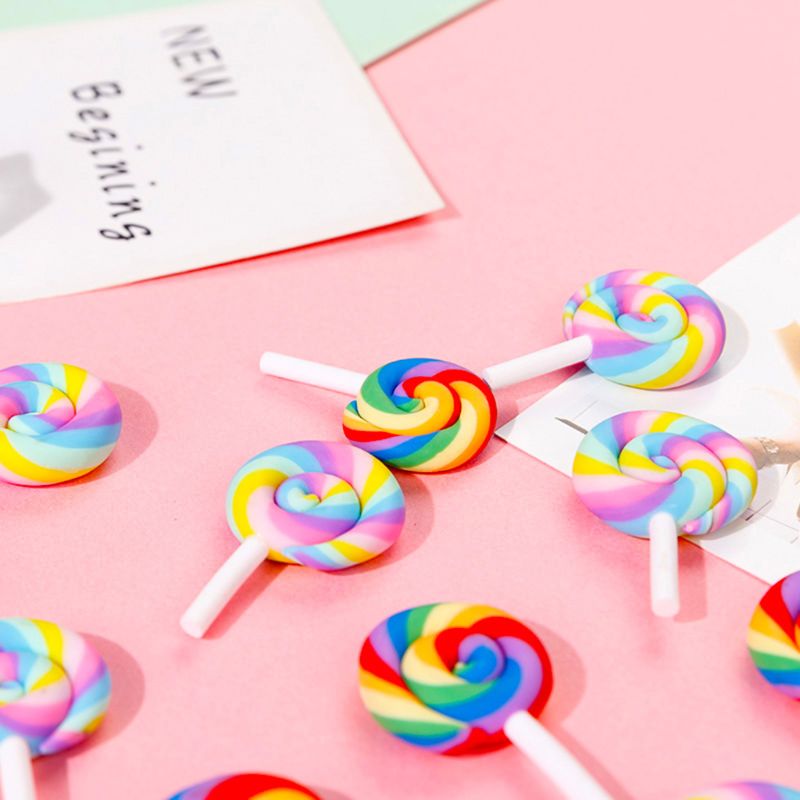 10PCS Mini Regenbogen Lollipop Bunte Creme Zucker für Studio Foto Hintergrund Fotografie Requisiten Zubehör DIY Dekorationen