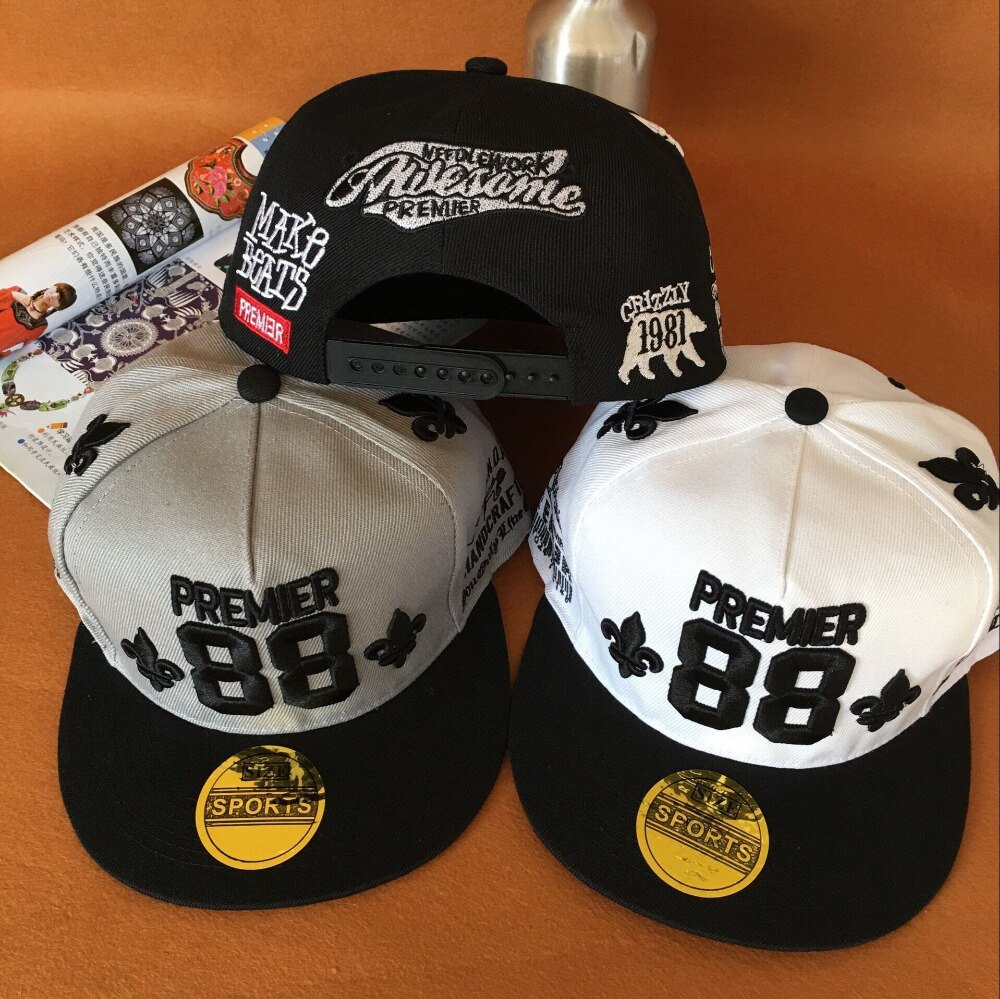 basketbal 88 zwart/wit Nummer rand verstelbare baseball snapback hoeden voor mannen en vrouwen hip hop katoen heren /vrouwen zonnekap