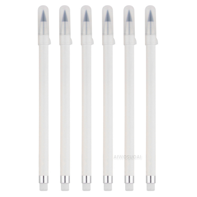 6 unids/set lápiz sin tinta escritura ilimitada sin tinta HB pluma herramienta de pintura para bocetos escuela suministros de oficina para papelería para niños: Blanco