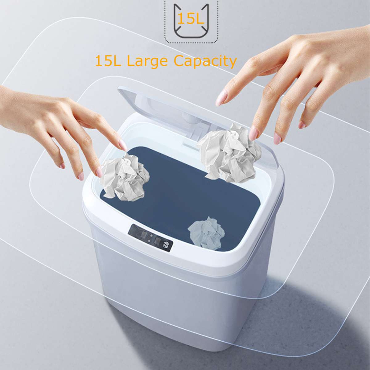 15L Automatic Smart Sensor Dustbin PP Plastic Kitchen Bedroom Energy-Saving Intelligent Sensor Trash Can Household Merchandises