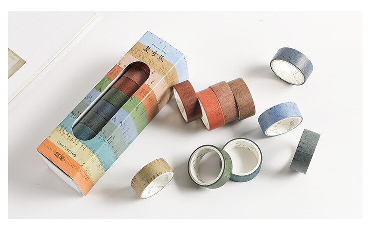 10 Uds conjunto de cintas adhesivas Vintage 15mm decoración cuadrícula a cuadros Morandi cintas washi de colores herramienta de scrapbooking papelería A6196: Vintage set