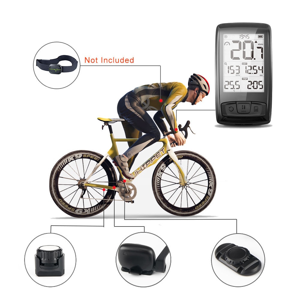Meilan Draadloze Fiets Computer Met Borst Hartslagmeter Snelheid Sensor Bike Snelheidsmeter Bluetooth 4.0 ANT Fietsen Computer