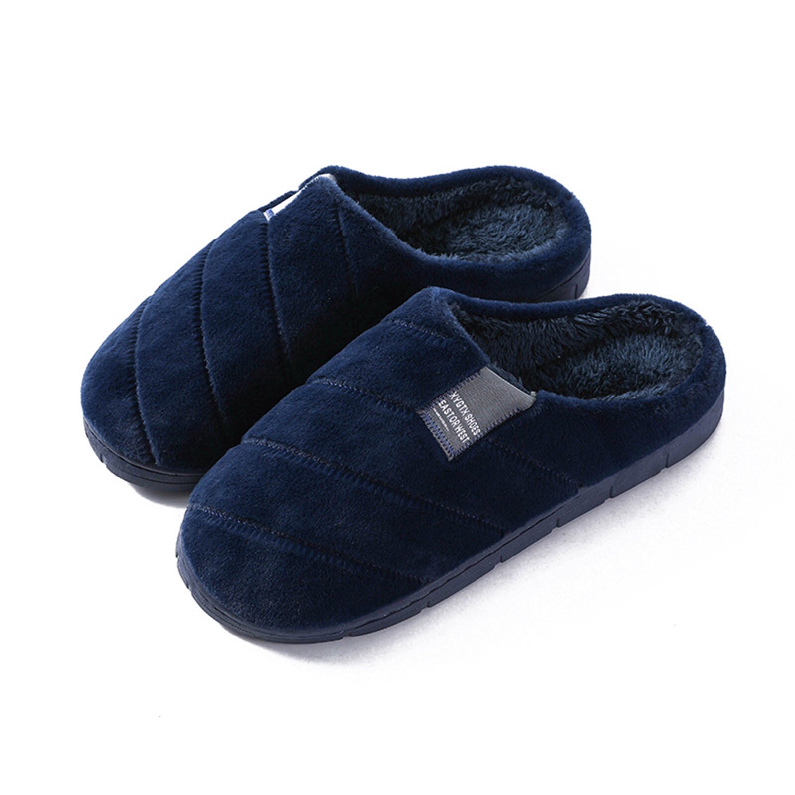 Pantuflas cálidas de invierno para hombre, Zapatillas de casa de felpa suave, antideslizantes para interiores, chanclas para el hogar: NY / 40-41