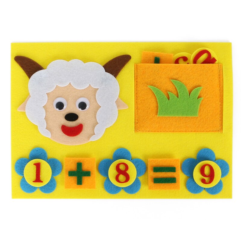 Felt Cloth Cartoon Card For Kids by Hands Study Math The Numbers Add and Subtract Children Early Teaching Felt Craft 24.5*17.5CM