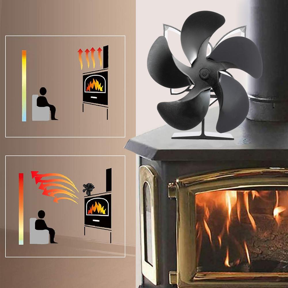 Heat Powered Stove Fan Tools Accessories 5 Blades Eco Efficient Heat Distribution Supplies Log Wood Burner Fireplace Fan
