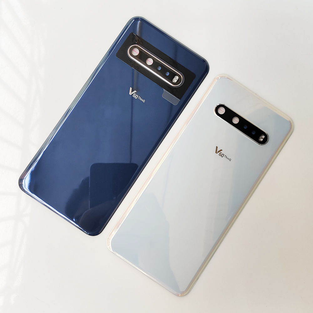 V60 uw original bakglaskåpa för lg  v60 thinq 5g bakdörrsbyte batteriväska, bakre kåpa svart + kameralins