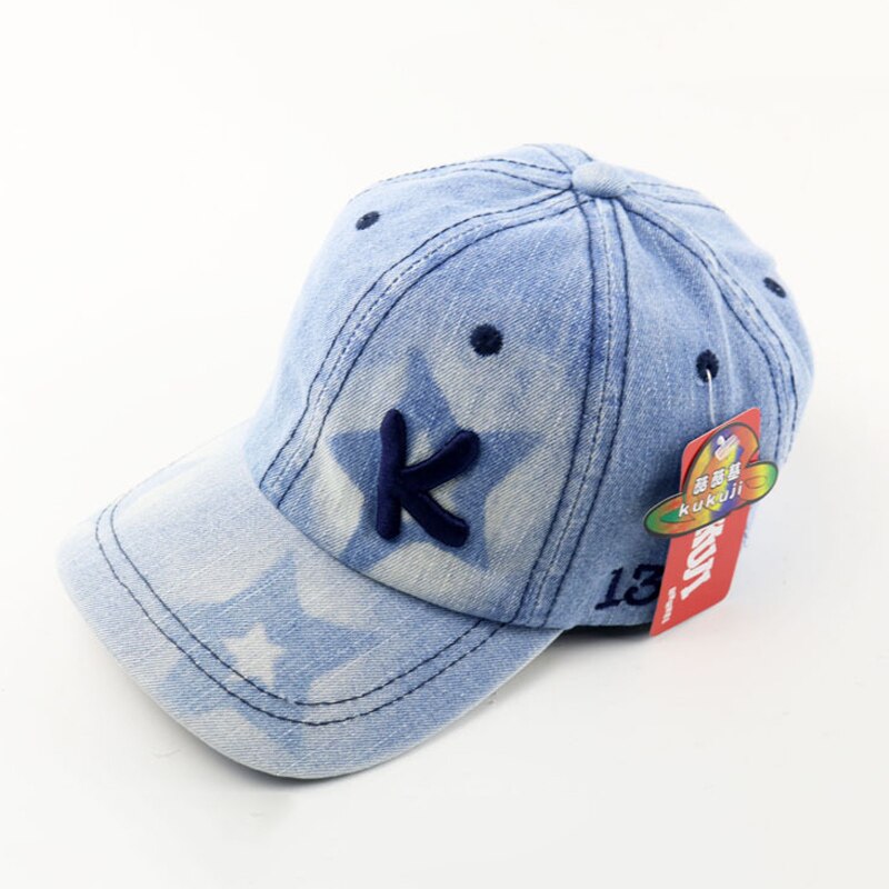Korean Baby baseball caps boy girl hat Children's hats autumn Embroidery letters K denim Toddler hip hop cap kids snapback: navy