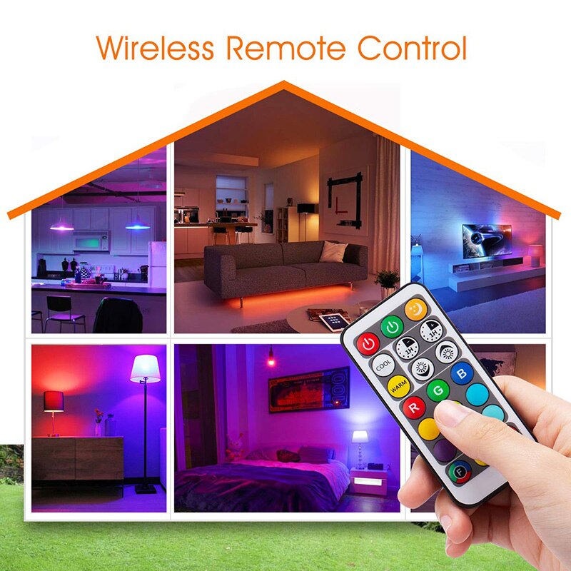 DYUE-bombilla LED regulable E27 B22 E14, 3W, mando a distancia, colorida, con cambio de Color