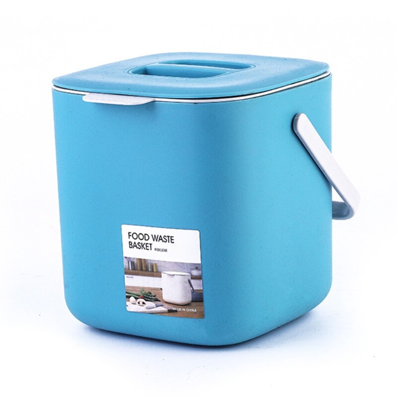Portable 2 Tier Plastic Kitchen Waste Trash Can with Handle Compost Drainer Bin: 9FF202463-BL
