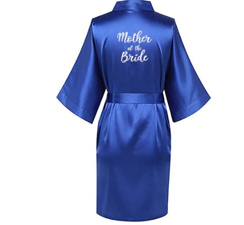 Robe de Mariée Kimono en Satin Bleu Royal avec Lettres Blanches, Vêtement de Mariage, pour Femme,: XXL / BLEU CIEL
