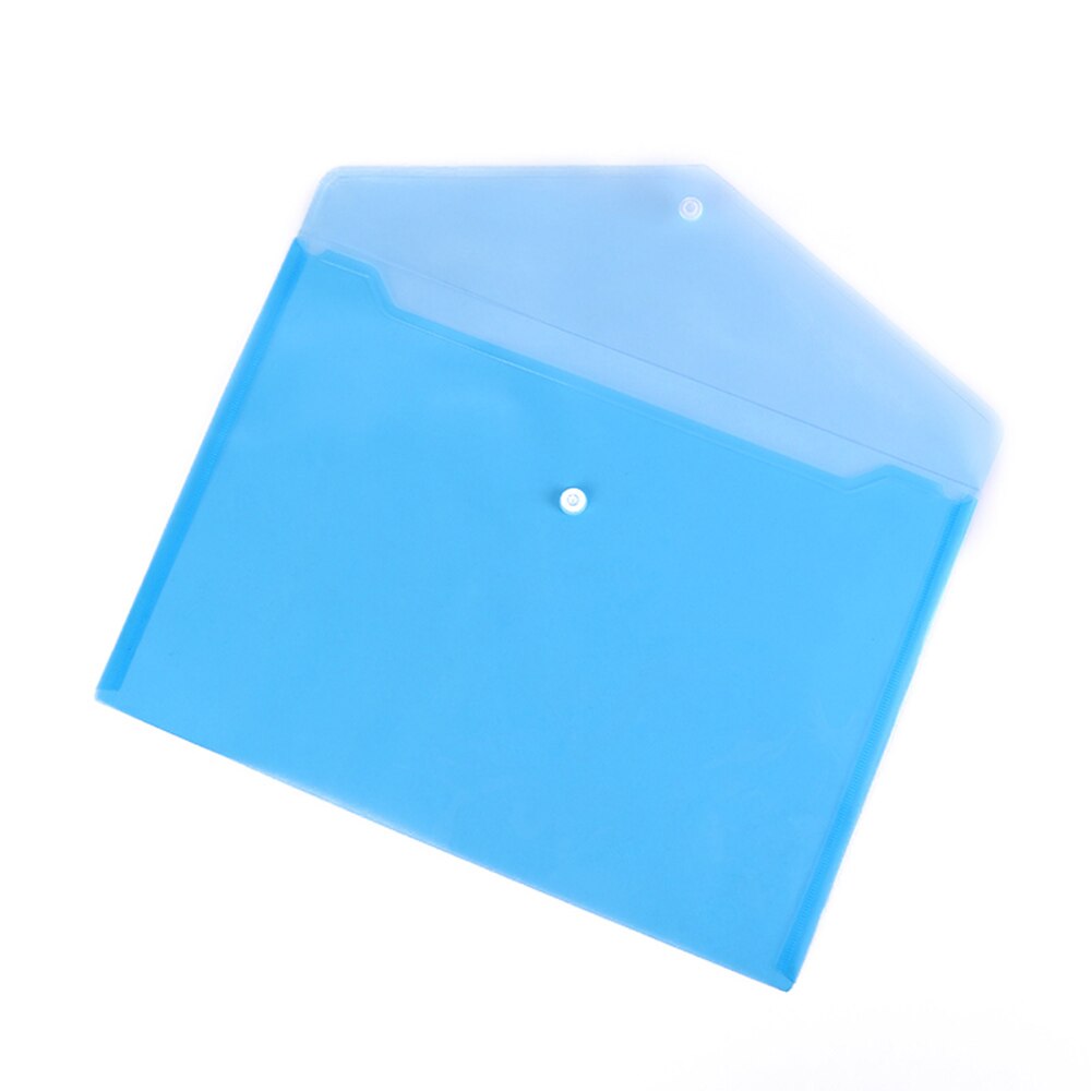 A4 Size Envelope Folder PP Plastic Storage Pouch Holder Paper Document File Folder Organizer Bag with Snap Button Closure: Transparent Blue