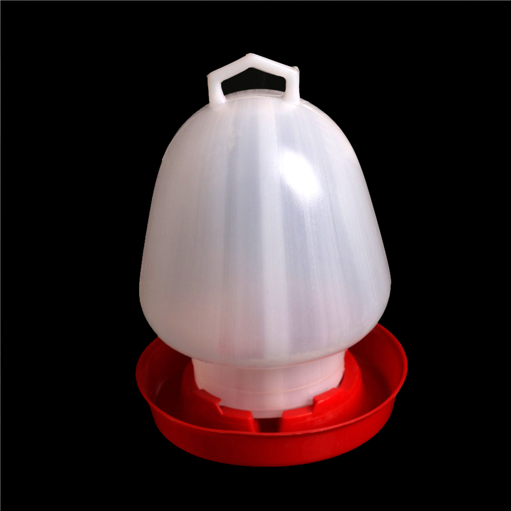 1L Drinking water fountain plastic drinker white barrel red base poultry chicken house for livestock feeding & watering supplies: Default Title