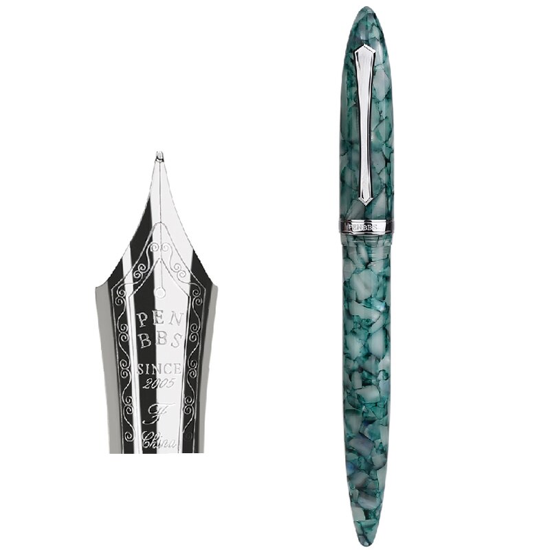 PENBBS 480 Acrylic Fountain Pen Iridium Fine Nib 0.5mm Silver Clip with Box Beautiful Writing Ink Pen for Office Business: Lake Blue