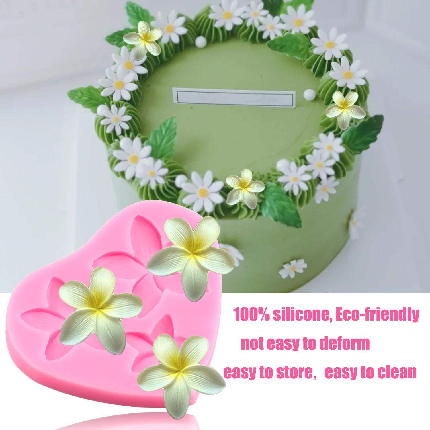 Molde de silicona con forma de flor de hoja Tropical, moldes para Fondant de flores de Plumeria, decoración de pasteles, molde de resina para dulces, moldes para pasta de goma y Chocolate