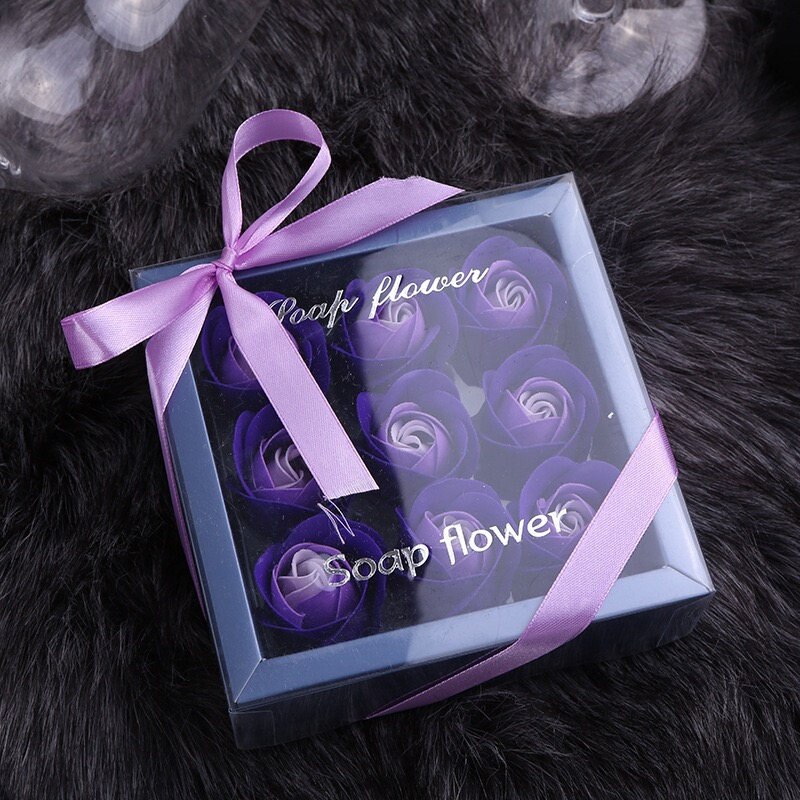 9 pces kunstbloemen nep bloemen party accessoires Kerstmis Moederdag rose zeep decoratie thuis forever rose: Purple set