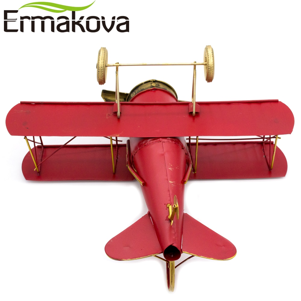Ermakova 29cm or 27cm metallia käsintehdyt käsityöt lentokoneiden malli lentokoneiden malli kaksitasoinen kodinsisustustarvikkeet (punainen väri)