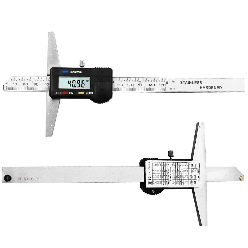 0-150Mm 6 Inch Metric Imperial Digital Depth Vernier Caliper Micrometer Stainless Steel Electric Digital Depth Gauge