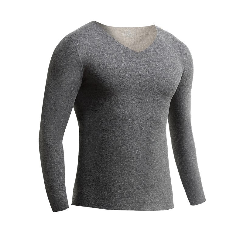 Camicie termiche per uomo canottiera in pile senza cuciture intimo termico invernale da uomo manica lunga Top intimo termico riscaldato cotone: Gray / XXL