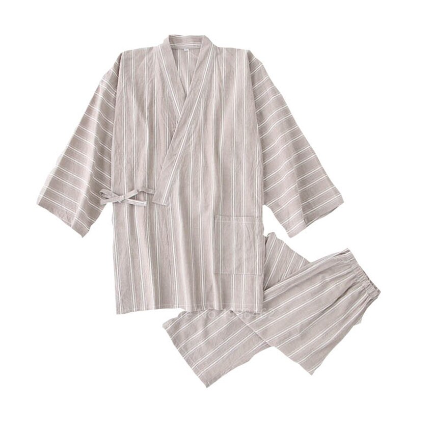 Asiatisk sommer hjemmetøy japansk stil spa tradisjonelle kimono bukser herre stripe samura pyjamas yukata jinbei nattøy pyjamas