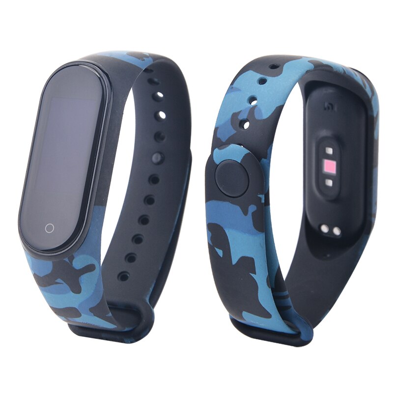 Per Mi band 4 3 cinturino da polso in silicone con stampa cinturino per xiaomi mi band 3 cinturino mimetico di ricambio per cinturino Mi band 4 3: Blue Amy band