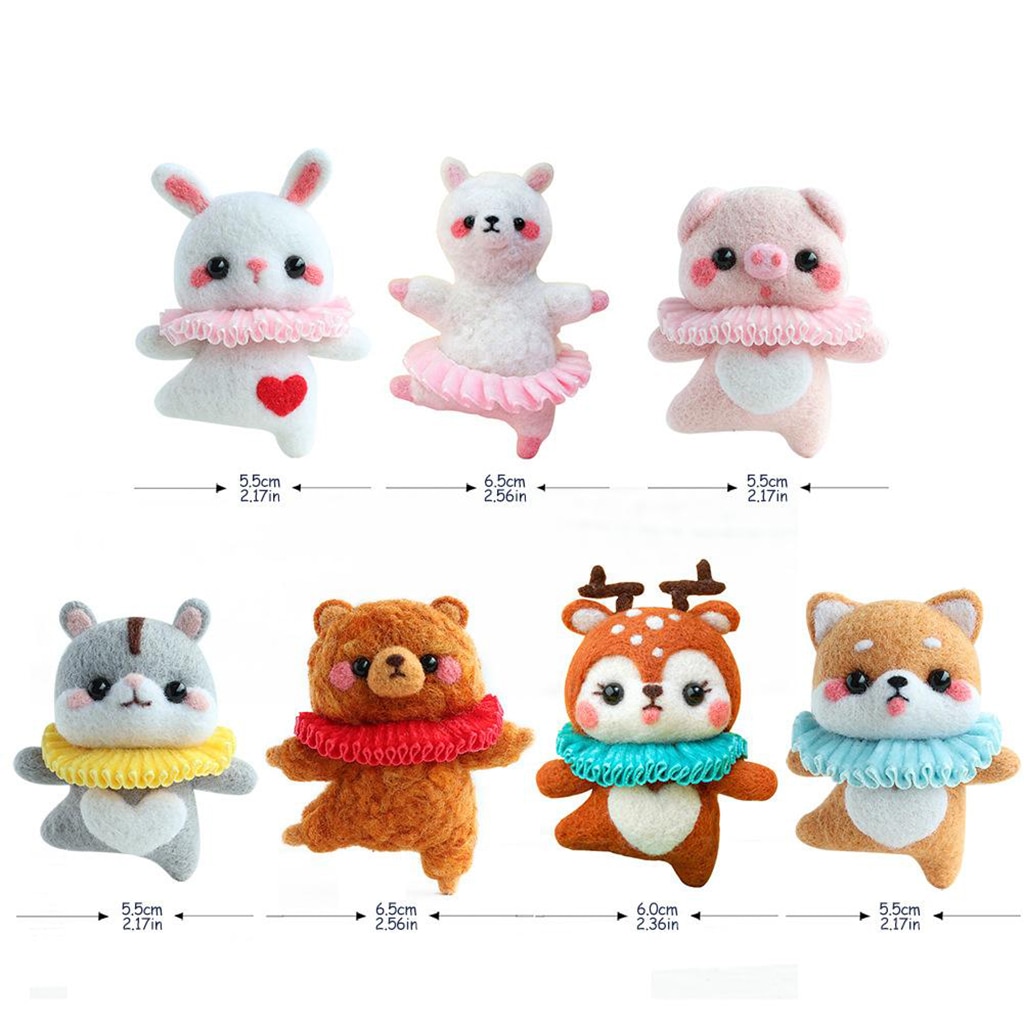 DIY Needle Felting Kit Felt Animals Wool Felt Tools and Foam Mat Pig