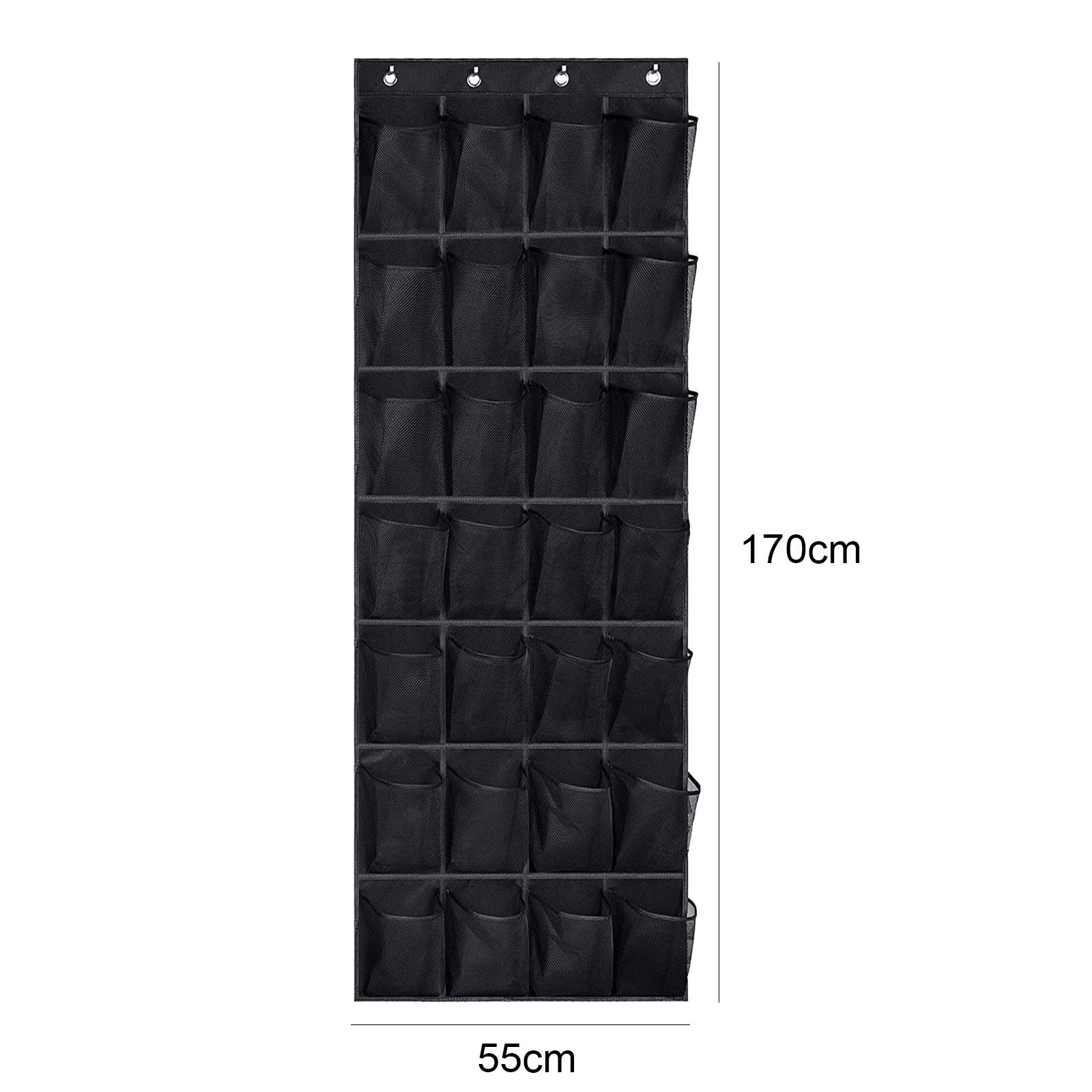 Over Door Hanging Organizer 5 Large Layers Wall Mount Storage Clear Window 2 Metal Hooks Wall Hang Home Storage And Organization: black 28 grids