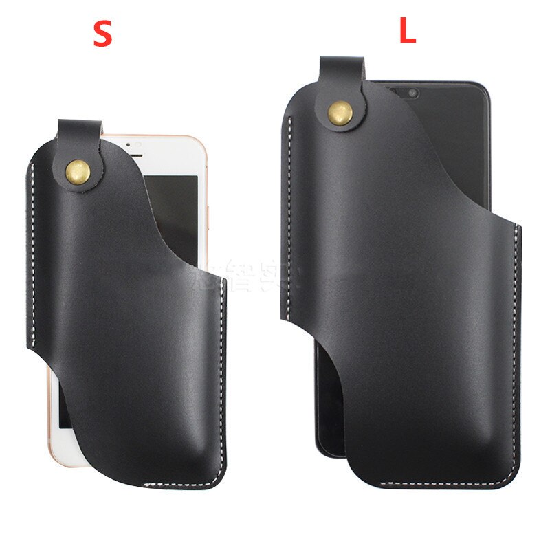 Atualizar novo vintage coldre de loop celular viagem caminhadas telefone caso cinto adereços da cintura couro do plutônio bolsa telefone carteira: L / BLACK