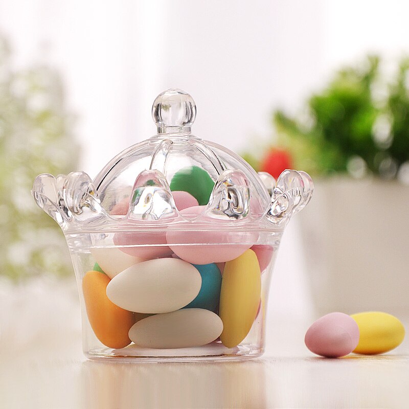 Boîte à bonbons créative en forme de couronne, Mini boîte à bonbons en plastique pour mariage, fête d'anniversaire pour enfants, décoration 2022