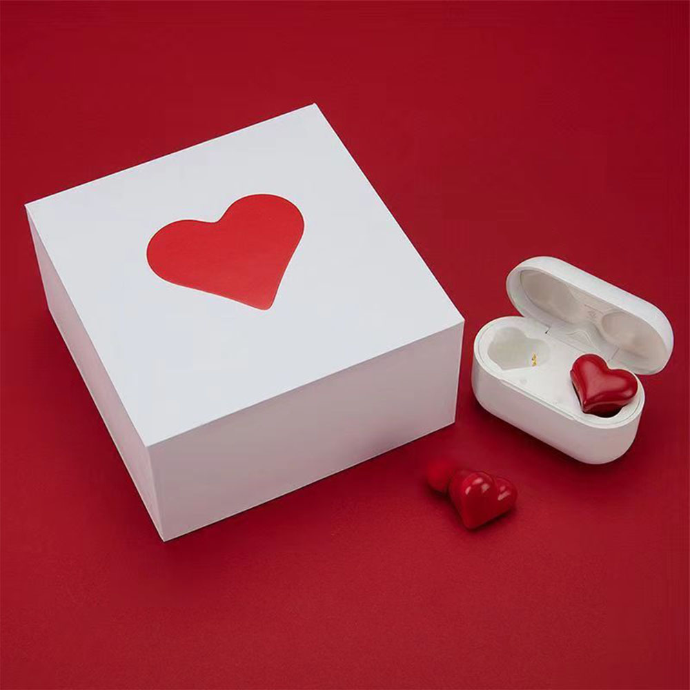 Original Bluetooth Wireless Headphones Heart Shaped Earphones Woman Earphone Heart Earbuds Girl: Red