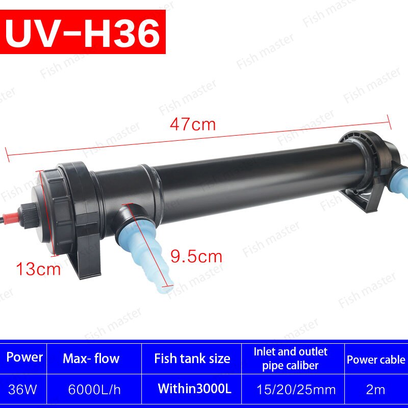 Jebo UV Sterilizer Light Lamp Fish Tank Ultraviolet Water Filter Pond Water Cleaner For Aquarium Pond 220~240V 5W~36W JEBO: 36W