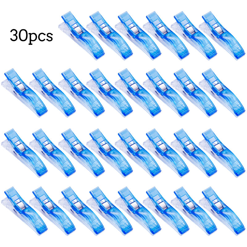 LMDZ 30/50PCS Multicolor Plastic Clips Fabric Clamps Sewing Clips Plastic Clamps Fabric Quilting Craft Sewing Knitting Clips: 30pcs Blue