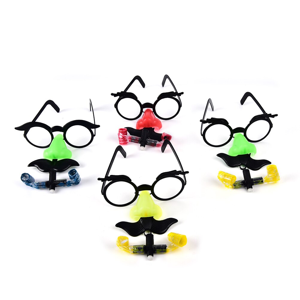 2 pièces drôle Clown nez moustache lunettes sifflet déguisement balle cadre rond faux nez coup de dragon blague Photo accessoires