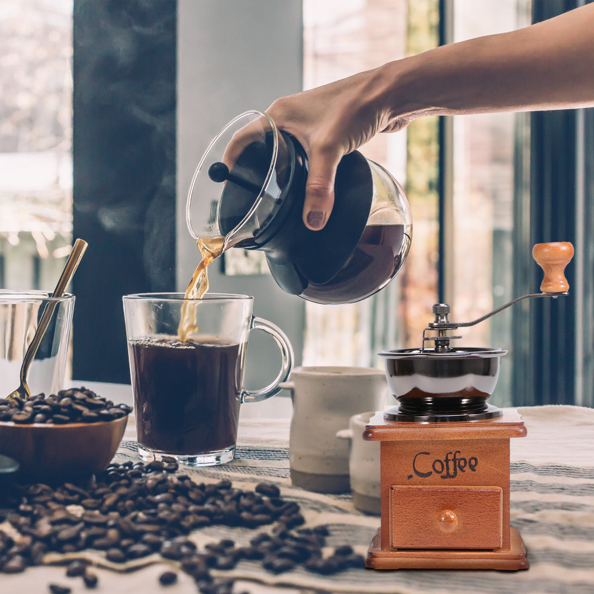 Holz Kaffeemühle Haushalt Hand Kurbel Kaffee Mühle Manuelle Kaffee Hersteller Küche Kaffee Zubehör für Heimat Einkaufen
