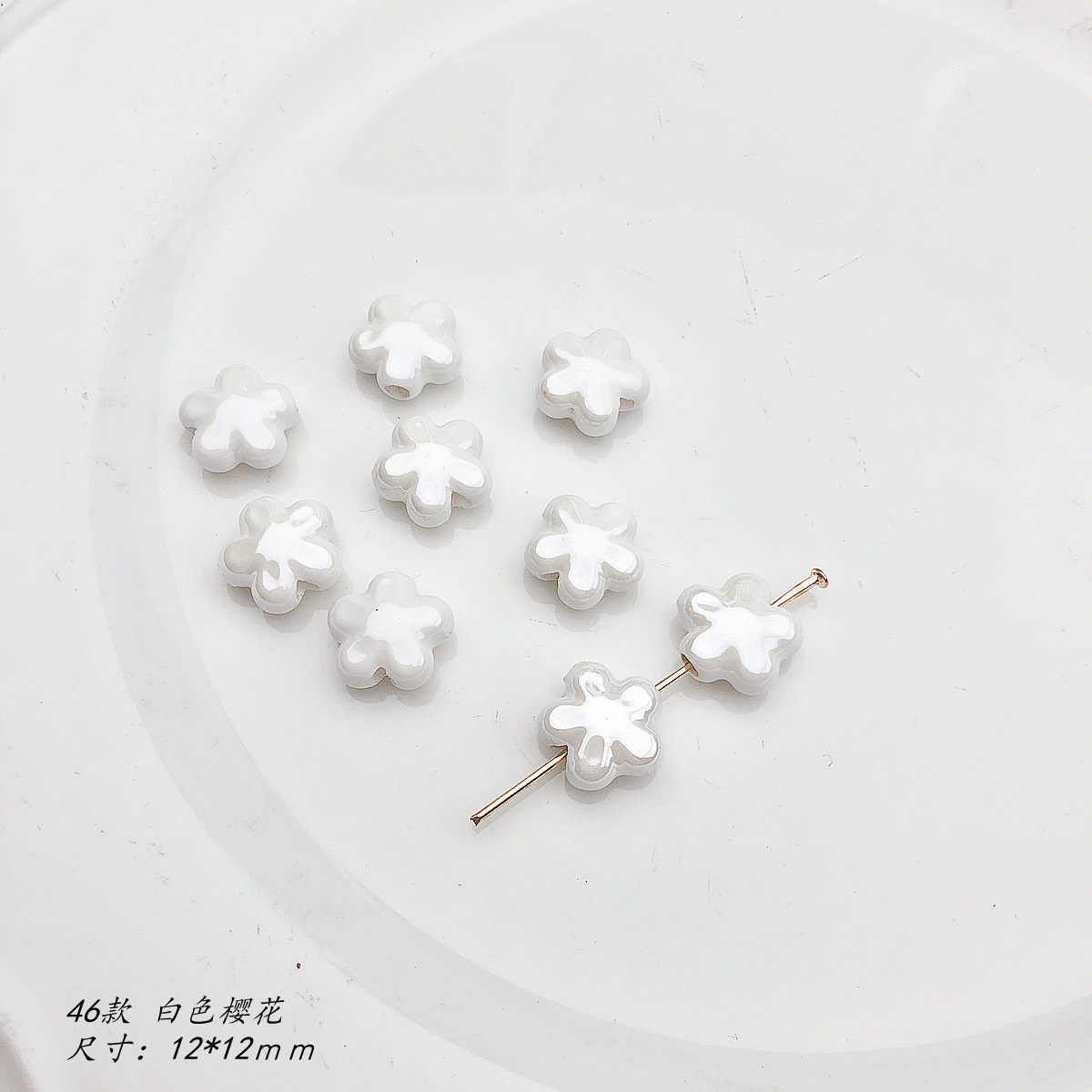 20 Stück schwarz weiß Keramik perlen DIY Porzellan verlieren Perle für Schmuck herstellung Zubehör: Champagner